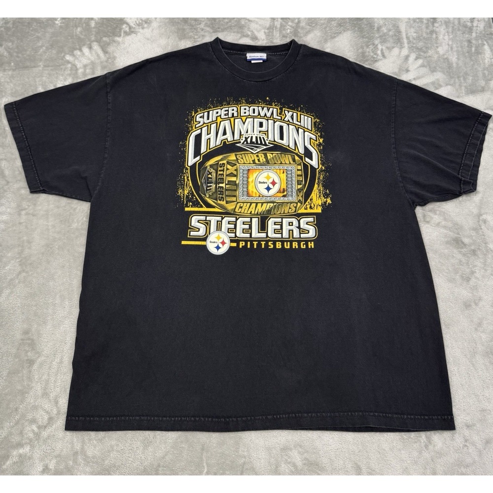 Vintage Pittsburg Steelers Shirt Mens 2XL XXL Black Graphic Tee Reebok Y2K 2000s